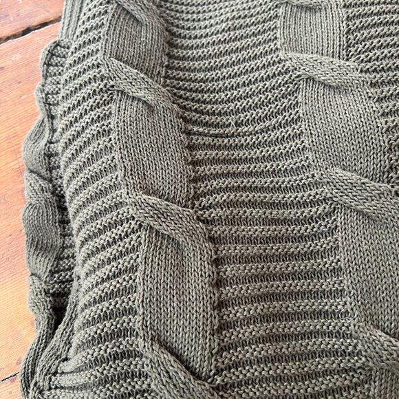 Green Knit Open Cardigan Tunic Length with Pockets - Picture 8 of 8